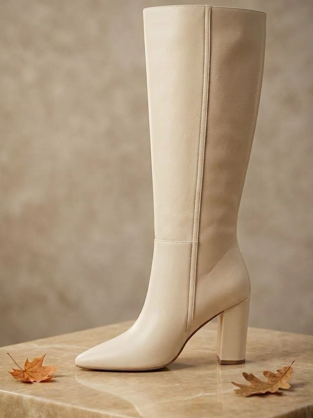 Matisse (BEACH) Wide Calf Knee High Cream Vegan Leather Boots/High Heel/ 8
